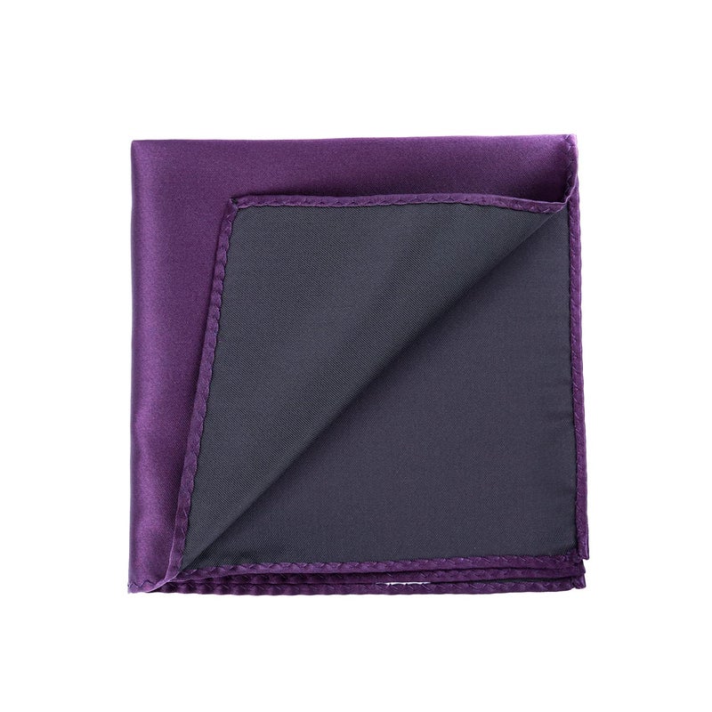 fortunatever Mens Solid Satin Pocket Square(Plum Purple) - Image 2